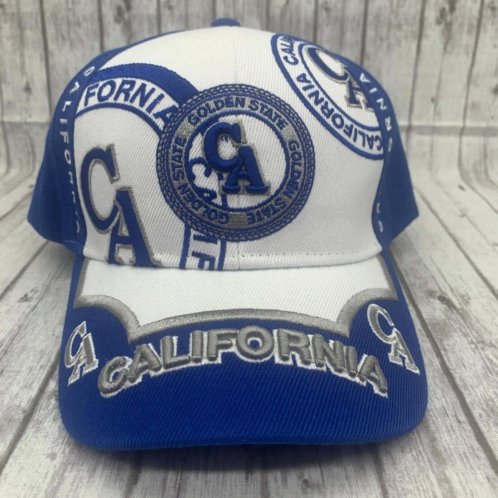 California Golden State Hat Cap Blue White Adjustable OSFM